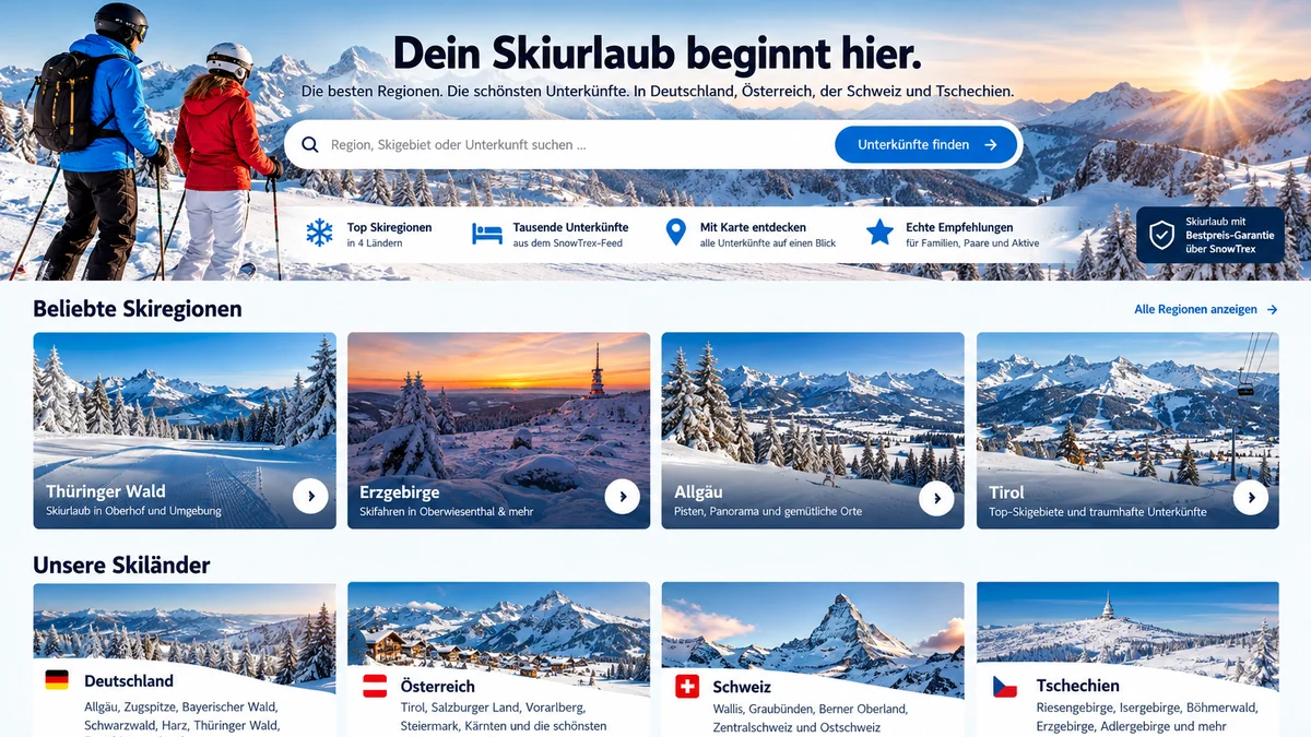 UDL InterMEDIA Presse-Grafik zum SKIFIEBER.de Skiportal mit verschneiten Skiregionen, Skiurlaub und Unterkunftssuche