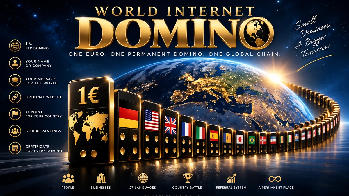 World Internet Domino globe and international domino chain for businesses, 27 languages, Country Battle and referral system